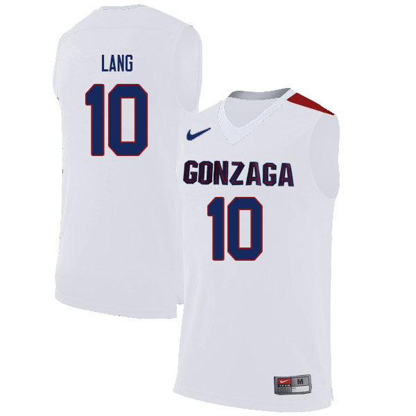 Men Gonzaga Bulldogs #10 Matthew Lang College Basketball Jerseys Sale-White - Click Image to Close